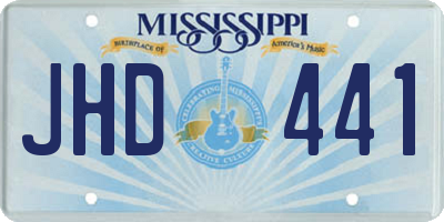 MS license plate JHD441