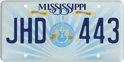 MS license plate JHD443