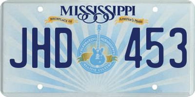 MS license plate JHD453