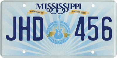 MS license plate JHD456