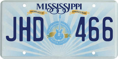 MS license plate JHD466