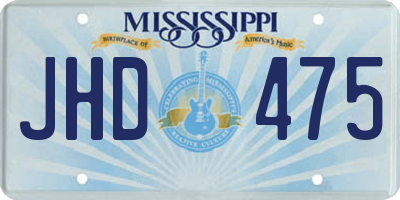 MS license plate JHD475