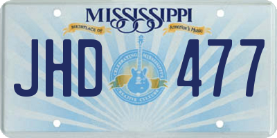 MS license plate JHD477