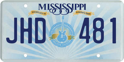 MS license plate JHD481