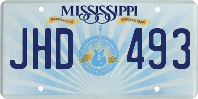 MS license plate JHD493