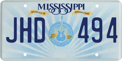 MS license plate JHD494