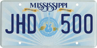 MS license plate JHD500