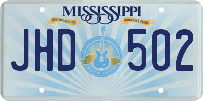 MS license plate JHD502