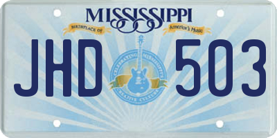 MS license plate JHD503