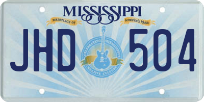 MS license plate JHD504