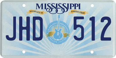 MS license plate JHD512