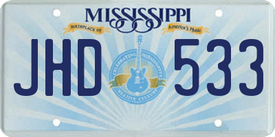 MS license plate JHD533