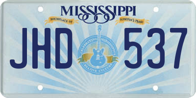 MS license plate JHD537