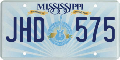 MS license plate JHD575
