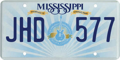 MS license plate JHD577