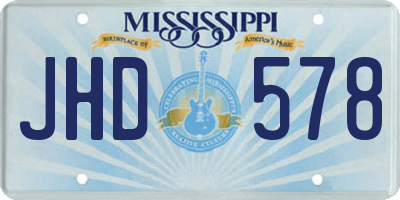 MS license plate JHD578