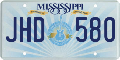 MS license plate JHD580