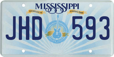MS license plate JHD593
