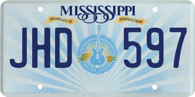MS license plate JHD597