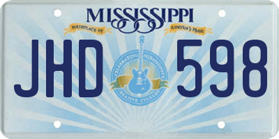 MS license plate JHD598
