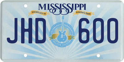 MS license plate JHD600