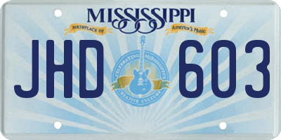 MS license plate JHD603