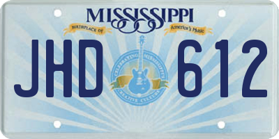 MS license plate JHD612