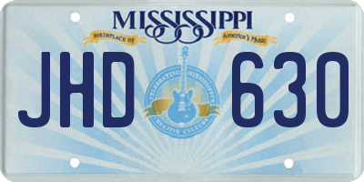 MS license plate JHD630