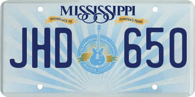 MS license plate JHD650