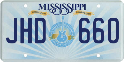 MS license plate JHD660