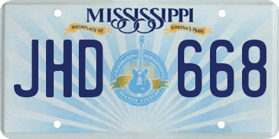 MS license plate JHD668