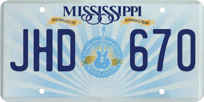 MS license plate JHD670