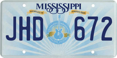 MS license plate JHD672