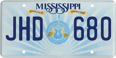 MS license plate JHD680