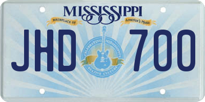 MS license plate JHD700