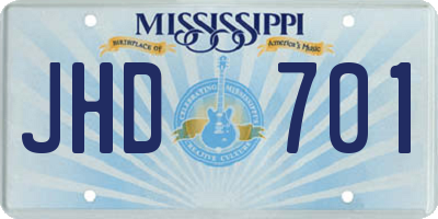MS license plate JHD701