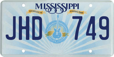 MS license plate JHD749