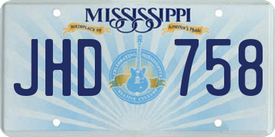 MS license plate JHD758