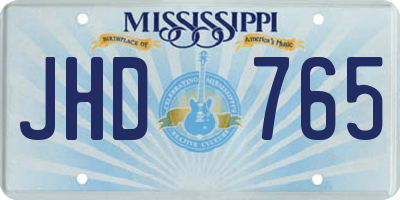 MS license plate JHD765