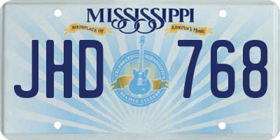 MS license plate JHD768