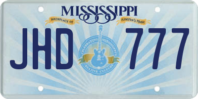 MS license plate JHD777