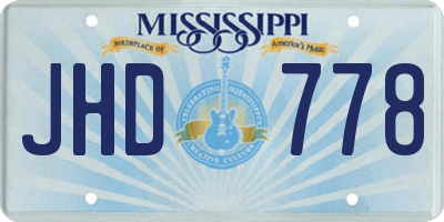 MS license plate JHD778