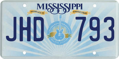 MS license plate JHD793