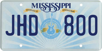 MS license plate JHD800
