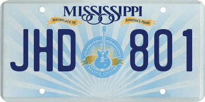MS license plate JHD801