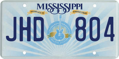 MS license plate JHD804