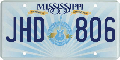 MS license plate JHD806