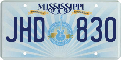 MS license plate JHD830