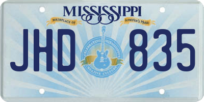 MS license plate JHD835
