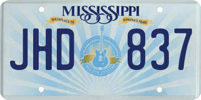 MS license plate JHD837